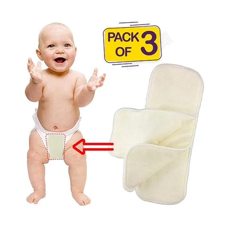 Bembika 4-Layer Cotton Nappy Inserts Pack of 3 – Cream