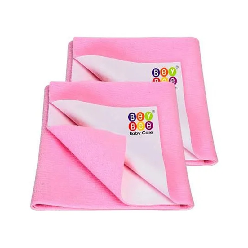 Bey Bee Baby Waterproof Bed Protector Small Dry Sheet Combo Pack of 2 – Pink