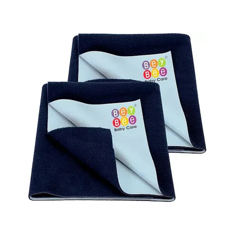 BeyBee Cotton Baby Bed Protecting Mat (Dark Blue Small)