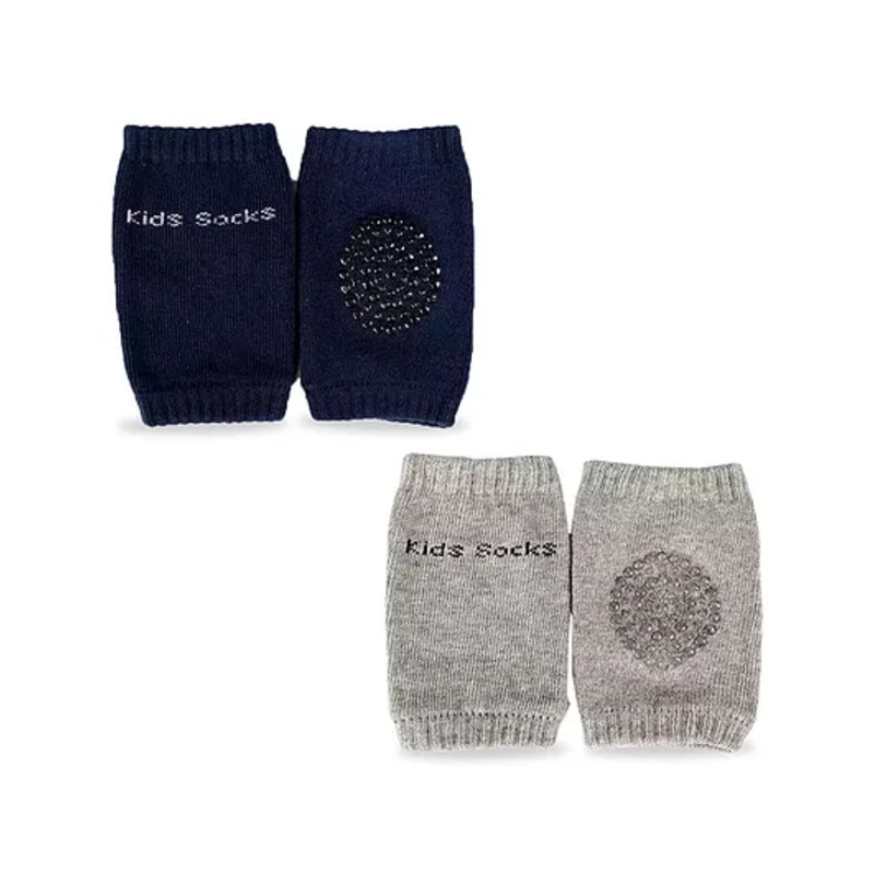 Chinmay Kids Knee Pads with Anti-Slip Padded Stretchable Elastic Cotton Soft Comfortable Pack of 2  – Dark Blue & Grey