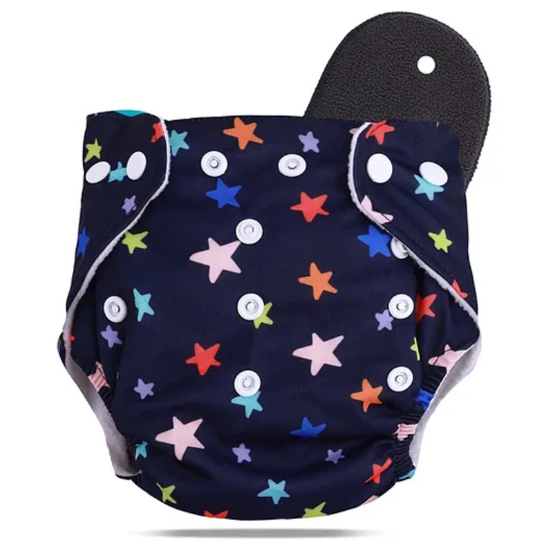 Devico Leakage Proof  Washable & Reusable Cloth Diaper with 5 Layer High Absorbent and Quick Dry Pads Nappy Freesize Pack of 1 – Black