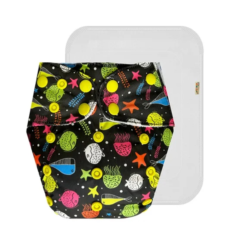 Dumbledo Cloth Diaper Leak Proof Eco-Friendly Reusable Adjustable Free Size Quick Dry Without Insert Pack of 1 – Black
