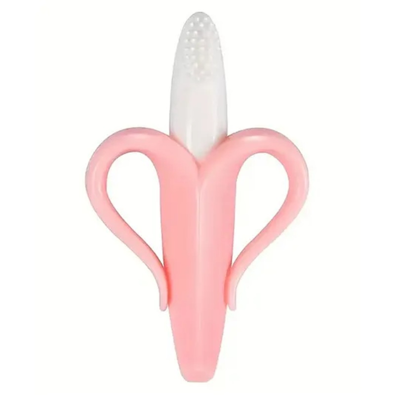 Kritiu Silicone Banana Shaped Teething Toothbrush – Pink