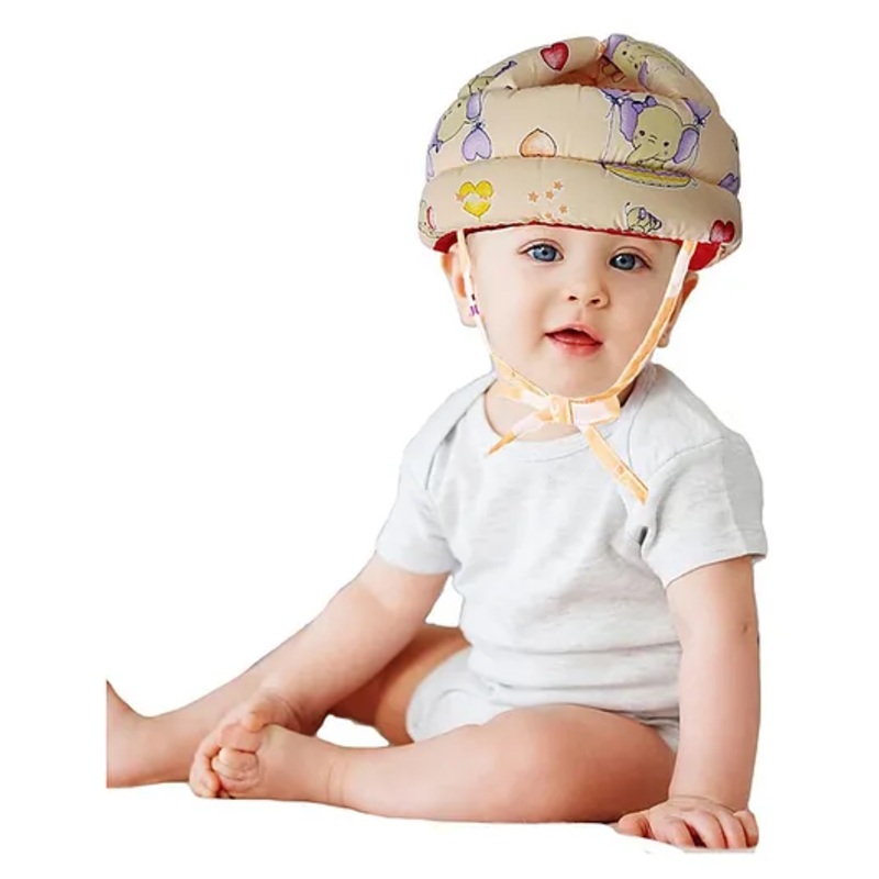 Luvlittle Adjustable Cushioned Baby Safety Helmet Elephant Print – Yellow (Print May Vary)