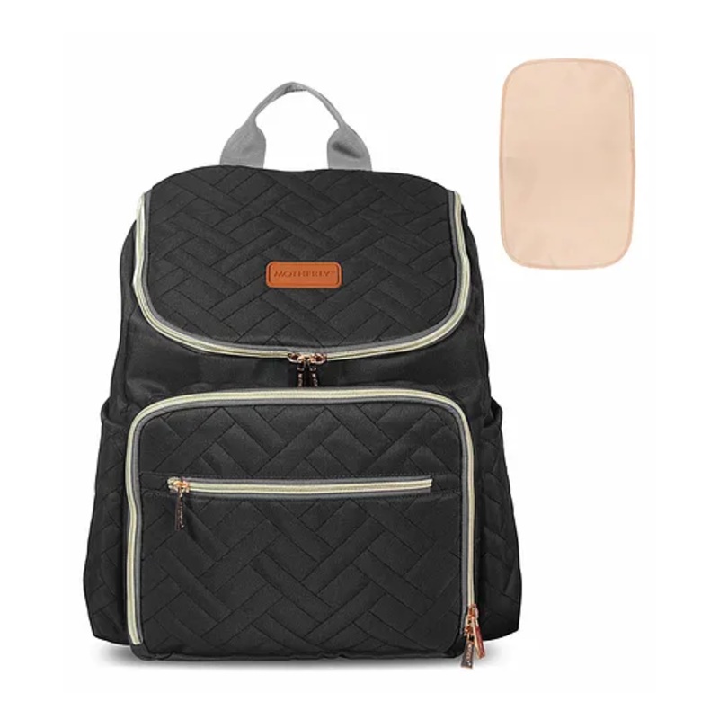 Motherly Diaper Quilted Diaper Bag for Mothers for Travel with Changing Mat – Spacious Diaper Bags for Mom | Baby Bag with Multi-Pocket Design | Maternity Bags for Mother and Baby (Black)