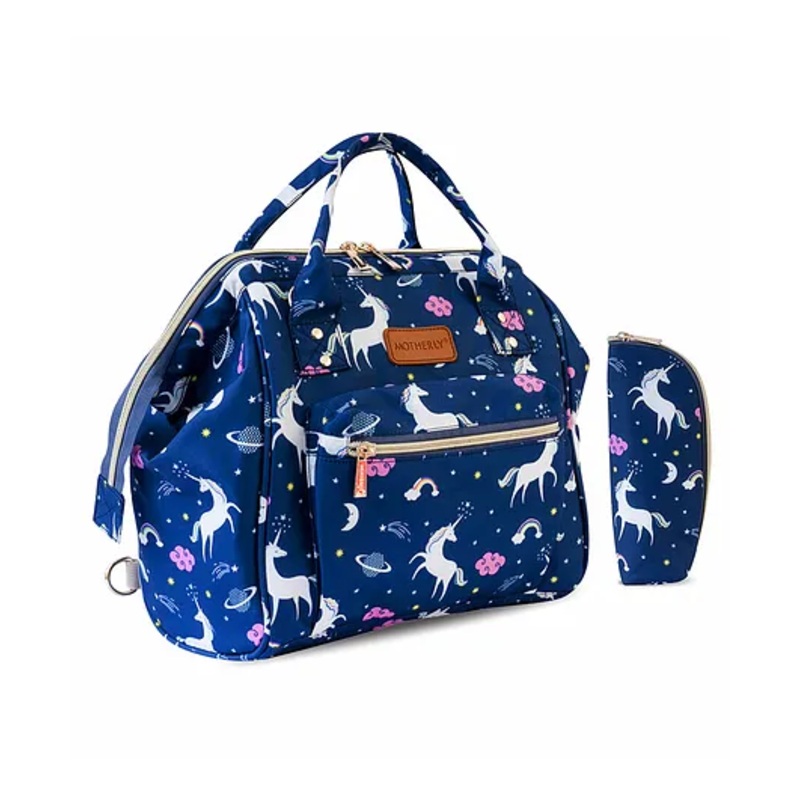 Motherly Nano Diaper Bag For Mothers For Travel With Milk bottle Cover, Small Maternity Handbag For Newborn Baby, Mothers Travelling Bag, Water-Resistant Baby Bag (Unicorn Pink)