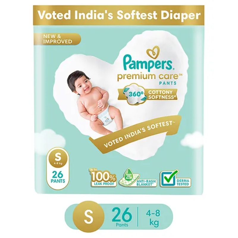 Pampers Premium Care Pants Style Baby Diapers Small – 26 Pieces