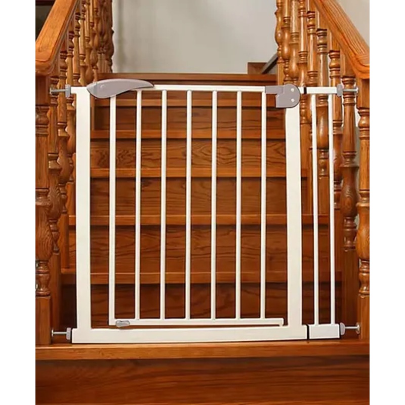 Safe-O-Kid Adjustable One-Year Warranty Baby Safety Gate (75-115 cm)  Durable Metal Child Gate for Kids, Dog Gate, Baby Gate with 2-Way Auto-Close, Secret Lock, No Drill Required (Blue)