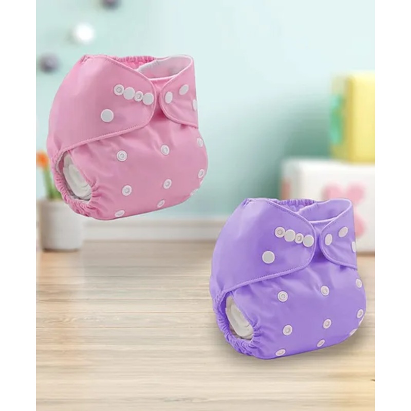 Sparkle Joy Free Size Reusable Cloth Diaper Without Insert Pack Of 2 – Pink & Purple
