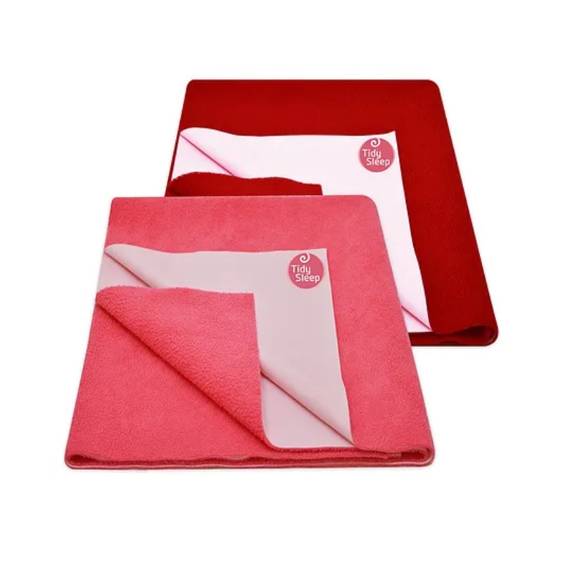 TIDY SLEEP Ultra Absorbent Baby Dry Sheets & Bed Protector Large Pack of 2 – Hot Pink Cherry Red