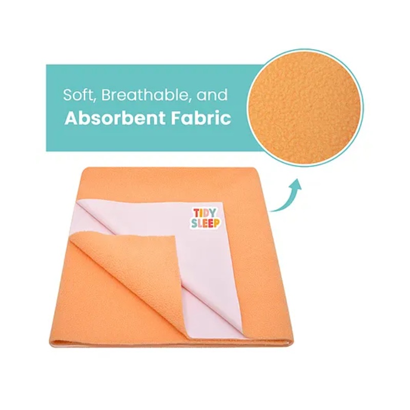 TIDY SLEEP Waterproof Baby Bed Protector Dry Sheet For New Born Babies- Carrot Orange (Medium)