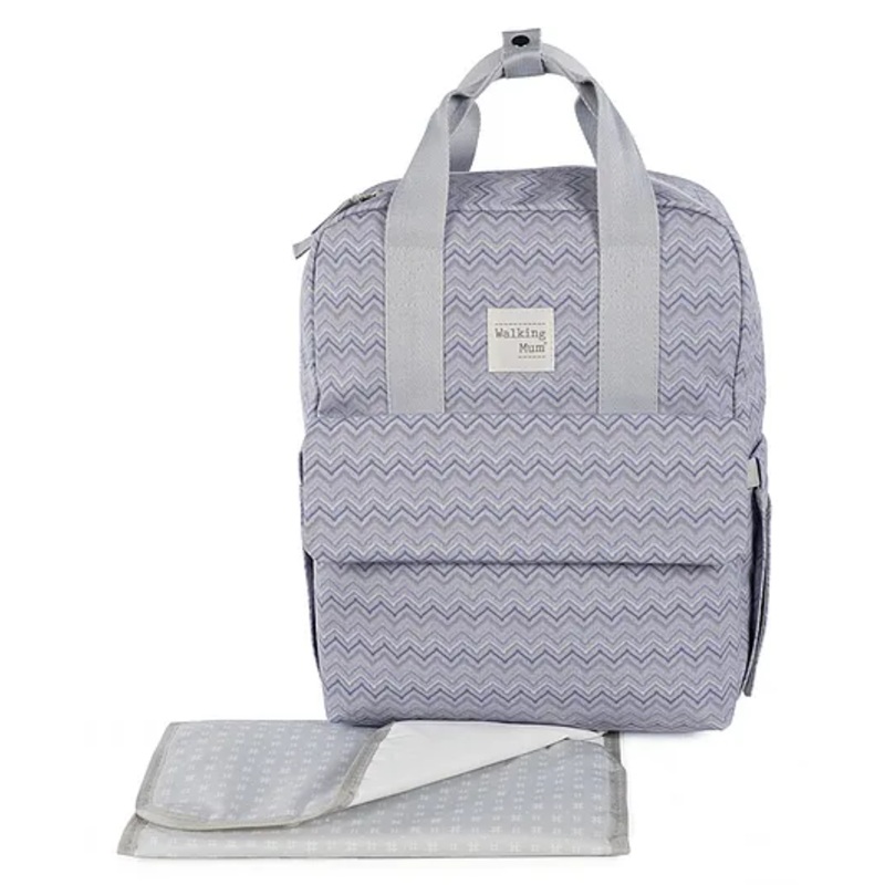 Walking Mum Zigzag Grey Backpack Diaper Changing Bag