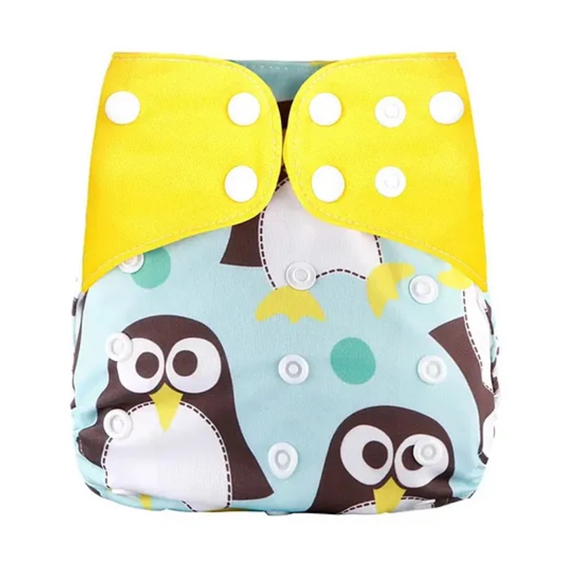 Zikku Free Size Reusable Cloth Diaper for Babies with One Insert – Penguin Print