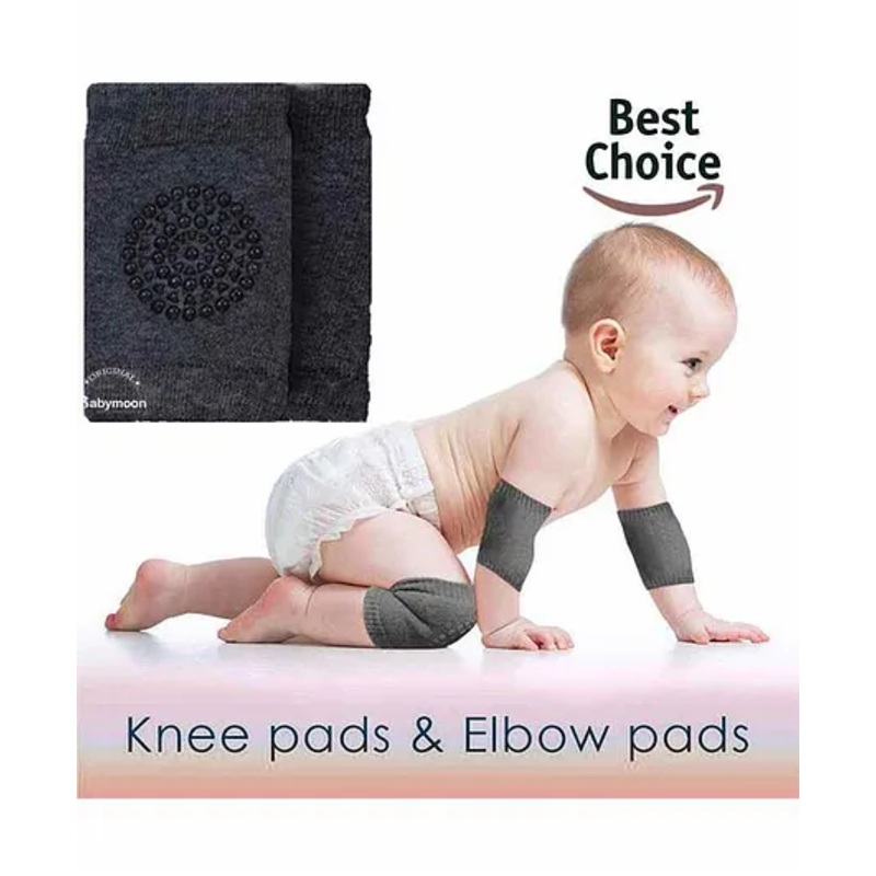 BabyMoon Anti Slip Stretchable Knee Cap Or Elbow Safety Protector – Charcoal Grey