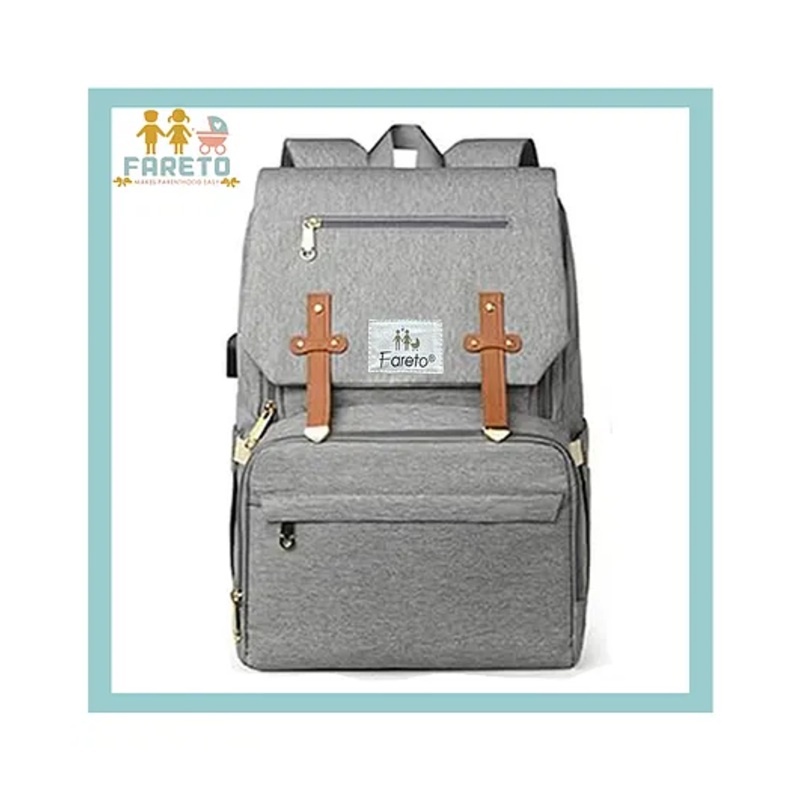 Fareto Premium Quality Diaper Bag for Mother Multipurpose Stylish Diaper Backpack  – Grey
