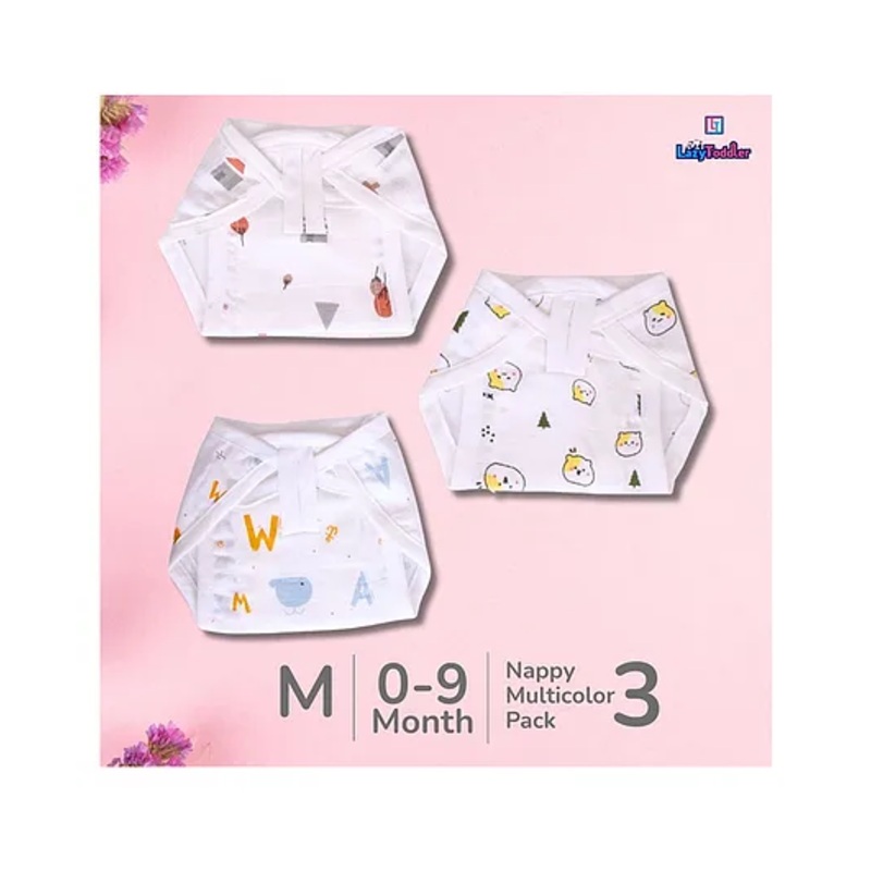 LazyToddler Muslin Nappy Set of 3  Medium (TD)