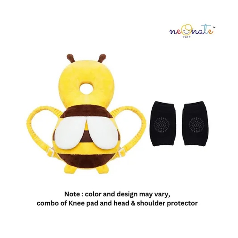 NeonateCare Cushion Toddler Head Protection Backpack Baby Drop Pillow with Knee Pads – (Yellow Head protector+ Knee pads)