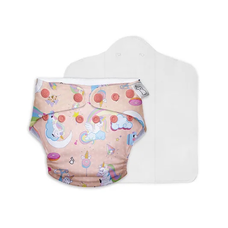 SuperBottoms Freesize UNO Cloth Diaper (3M – 3Y) Reusable with 1 Dry Feel Pad, Absorbs 4-5 Pees – Pixie Dust